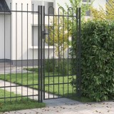 vidaXL Poartă de gard Gri 100 x 200 cm Oțel acoperit cu pulbere