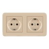 Priza Dubla de Perete Incastrata Techstar&reg; TS-PC, 110-250V, 16A, Ignifuga, 80x151mm, Auriu, 2