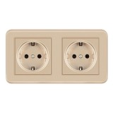 Priza Dubla de Perete Incastrata Techstar&reg; TS-PC, 110-250V, 16A, Ignifuga, 80x151mm, Auriu, 2
