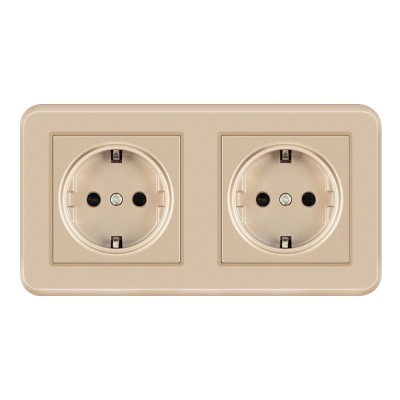Priza Dubla de Perete Incastrata Techstar&amp;reg; TS-PC, 110-250V, 16A, Ignifuga, 80x151mm, Auriu foto