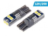 Set 2 Becuri LED T10 W5W 12-24V 6000K 6xSMD 3030 Alb Canbus Lampi Parcare Interior Placute Auto