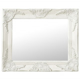 Oglinda de perete &icirc;n stil baroc, alb, 50 x 40 cm GartenMobel Dekor, vidaXL