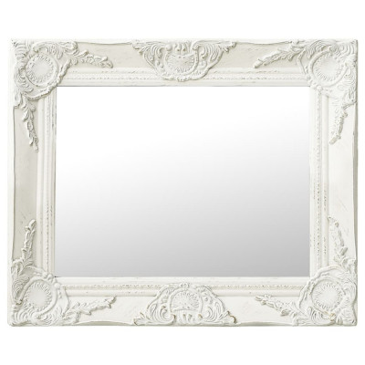 vidaXL Oglindă de perete &amp;icirc;n stil baroc, alb, 50 x 40 cm foto