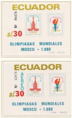 Ecuador 1980 Mi 1864/67 bl 95/96 MNH - Jocurile Olimpice de vara, Moscova