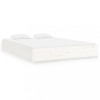 Cadru de pat, alb, 200x200 cm, lemn masiv, DKD Home Decor