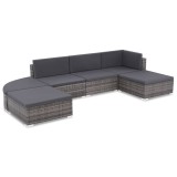 vidaXL Set fotoliu de grădină cu 6 piese și perne, poliratan, gri 44432