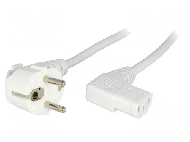 Cablu Alimentare 3x1mm2 cu Ștecăr &icirc;n Unghi și Conector IEC C13 90&deg;