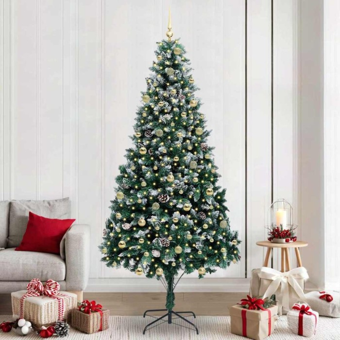 vidaXL Brad de Crăciun artificial Verde 240 cm PVC și Oțel și Plastic 3396286