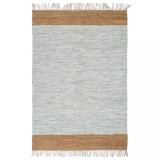 vidaXL Covor Chindi ?esut manual gri deschis &amp; aramiu 190x280 cm piele