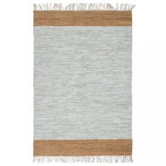 vidaXL Covor Chindi ?esut manual gri deschis &amp;amp; aramiu 190x280 cm piele foto