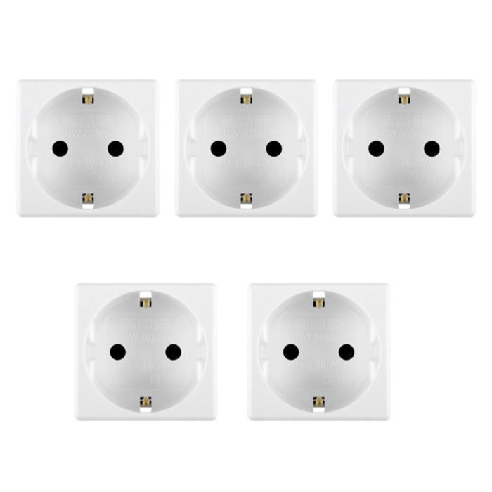 Priza simpla Gewiss System GW20265, incastrata, modulara - 2, contact de protectie, alba - 5 buc