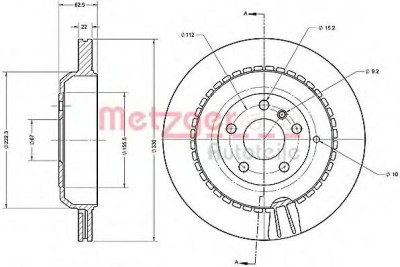 Disc frana MERCEDES M-CLASS (W164) (2005 - 2011) METZGER 6110696 foto