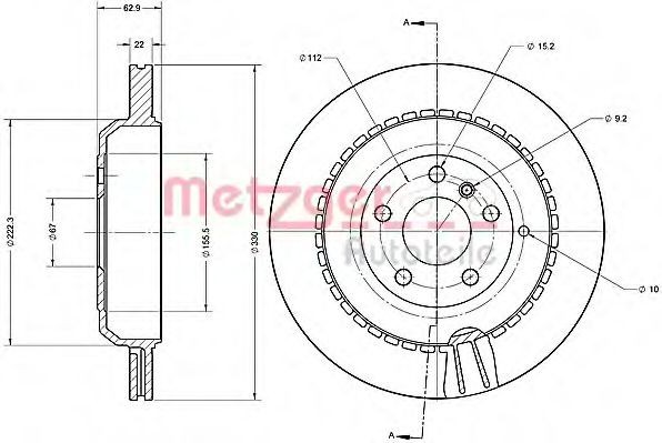 Disc frana MERCEDES M-CLASS (W164) (2005 - 2011) METZGER 6110696