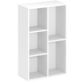 HOMCOM Bibliotecă 5 Compartimente Deschise 50x24x80 cm Alb Modern Living Dormitor Birou