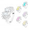 Inel argintiu, brațe &icirc;ndoite, zirconii strălucitoare colorate și transparente - Marime inel: 53, Culoare: Roz