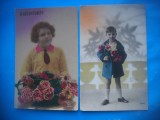HOPCT 1826 COPII--ROMANTICA-FRANTA-LOT 2 CARTI POSTALE VECHI-CIRCULATE