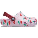 Saboți Crocs Classic Food Print Clog Roz - Ballerina Pink