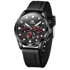 Ceas barbatesc Olevs CS1936, silicon, negru, cadran negru