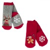șosete Crăciun, Set 2 Bucăți, Gri și Roșu, Cu Ren și Gingerbread, Antiderapant, Unisex, Bebeluși, Oem