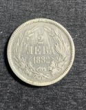 Moneda Argint 2 Leva 1882 Bulgaria, KM#5, 10g, Ag 0.835