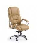 Scaun directorial HM Foster, Piele naturala, Mecanism Multiblock, Roti pivotante, Inaltime ajustabila, 120 kg, 125x68x54 cm, Bej
