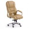 Scaun directorial HM Foster, Piele naturala, Mecanism Multiblock, Roti pivotante, Inaltime ajustabila, 120 kg, 125x68x54 cm, Bej