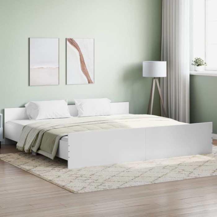 Gossi cadru pat cu tablie la cap/picioare, alb, 180x200 cm