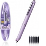 Stilou retractabil Writech corp violet cu cutie cadou si 5 patroane cerneala albastre