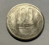 100 Lei 1991 Romania UNC, varianta cu codita la "99" rotunjita, RARA!, Tip A (scris muchie)