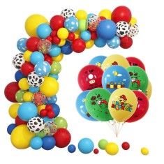 Set arcada baloane decorative Super Mario din 135 piese, aranjament pentru petrecere, calitate latex Extra, Multicolor