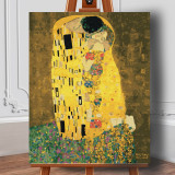 Set pictura pe numere (panza) Sarutul - Gustav Klimt 50x40 cm, Jad