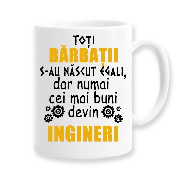 Cana alba personalizata &quot;Toti barbatii s-au nascut egali, INOVATIX&reg;. 330ml