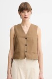 Marc O&#039;Polo vestă de in culoarea verde, un singur rand de nasturi, 504095281007