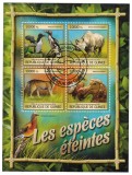Timbre GUINEEA 2016, Fauna, Specii Disparute, Colita + Bloc (2 Imagini), Set Complet