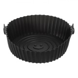 Formă Silicon, Negru, Diametru 23 cm, Ad&acirc;ncime 7 cm, Potrivită pentru Air Fryer, Oem