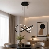 Pendul LED Erste Libra 55W 3410lm 3CCT Negru Mat &Oslash;500mm, Lustră Modernă Minimalistă Reglabilă 1500mm, Corp Iluminat Dining Living Premium Design