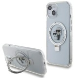 Husa MagSafe pentru Apple iPhone 14, Karl Lagerfeld, Ring Stand Karl &amp; Choupette, Alba