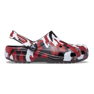 Saboti Crocs Classic Printed Camo Clog Negru - Black/Red foto