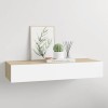 VidaXL Raft de perete pentru sertare, stejar și alb, 60x23,5x10cm, MDF 330263
