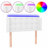 Cumpara ieftin Tablie de pat cu LED, alb, 103x16x78/88 cm, piele ecologica