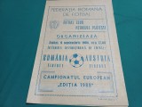 PROGRAM FOTBAL ROM&Acirc;NIA TINERET- AUSTRIA TINERET * 9 SEPTEMBRIE 1986 * 4 4 4/5