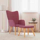 VidaXL Scaun de relaxare cu taburet, roșu vin, textil