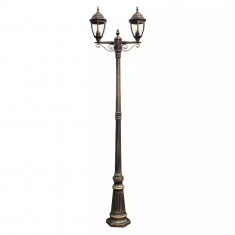 Stalp de iluminat ornamental H 226 cm negru antic cu patina aur