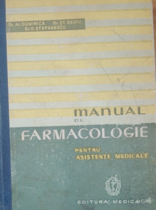 MANUAL DE FARMACOLOGIE de AL. DUMINICA