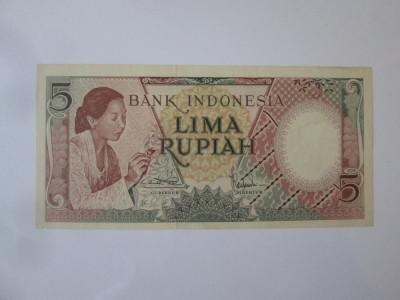 Indonezia 5 Rupiah 1958 aUNC foto