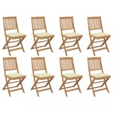 vidaXL Scaune pliabile de exterior cu perne, 8 buc., lemn masiv acacia 3075130