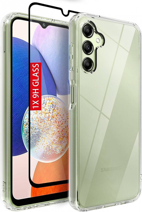 Set Husa Samsung Galaxy A14 4G/5G si Folie Ecran, Ultra Slim, Clear, BzStore
