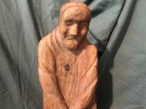 Statueta deosebita din lemn semnata de autor scultura Batrana / Rugaciune !
