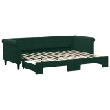 Cumpara ieftin Pat de zi cu extensie, verde inchis, 80x200 cm, catifea