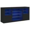 Servanta cu lumini LED, negru, 142,5x37x67 cm